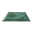 thumbnail image 2 of Ahgly Company Machine Washable Indoor Round Medallion Turquoise Blue Traditional Area Rugs, 5' Round, 2 of 4