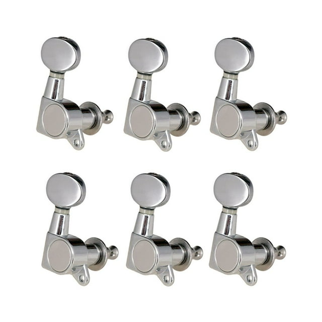 Guitar String Tuning Pegs Tuning Machines Machine Heads Tuning Keys Oval Button 6 Right for Electric Guitar or Acoustic Guitar Chrome Black