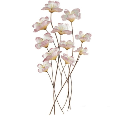 DecMode Pink Metal Floral Wall Decor with Copper Stems
