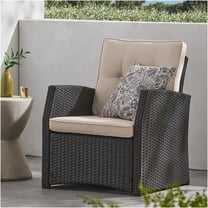 JERFIT St. Martha All-Weather PE Rattan Single Sofa Chair, Dark Brown Patio Loveseat for Outdoor Garden, Porch, Poolside
