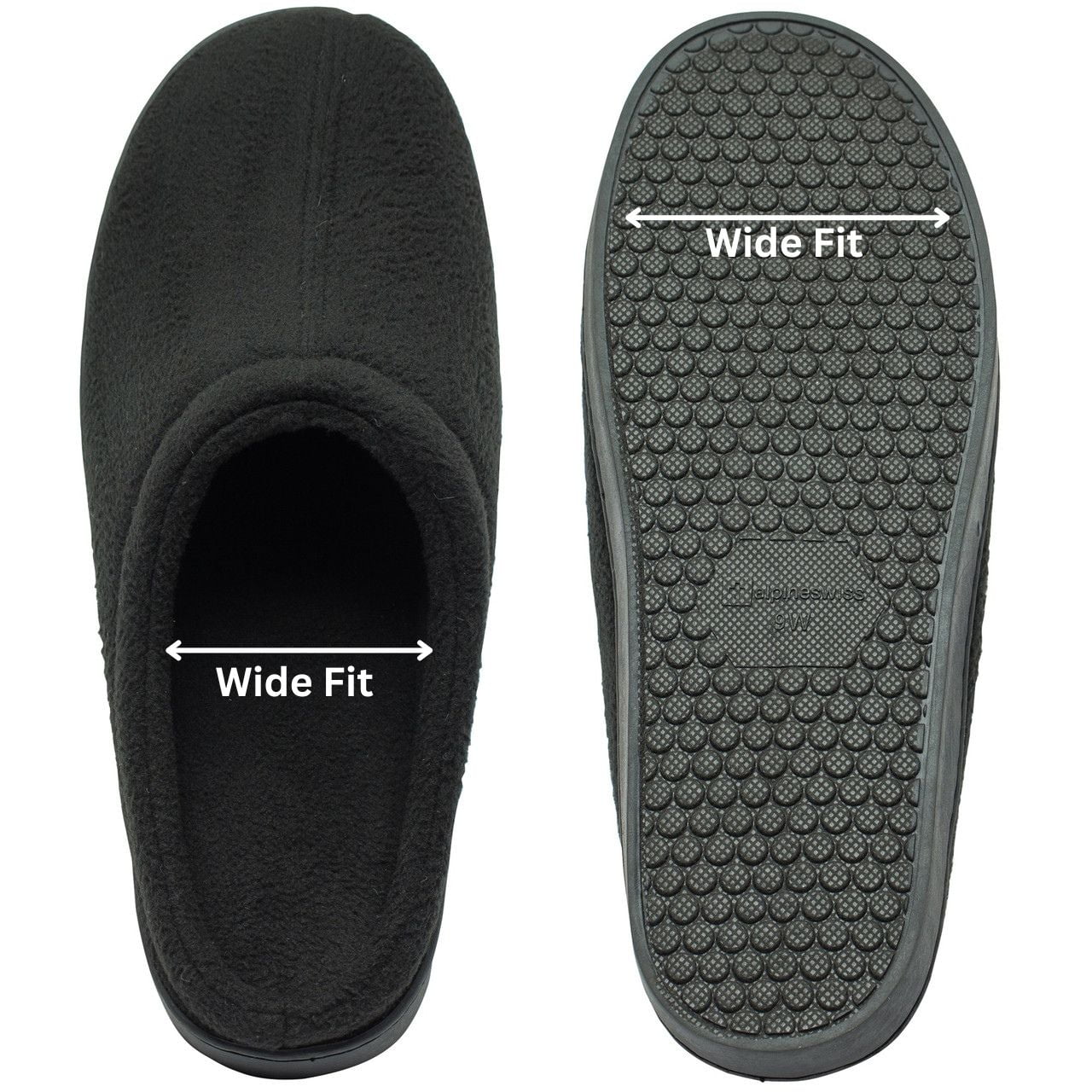 Alpine Swiss Wide Mens Fleece Clog Slippers | Wide Width Slip-On House Shoes with Memory Foam | Cozy Durable Indoor Comfort