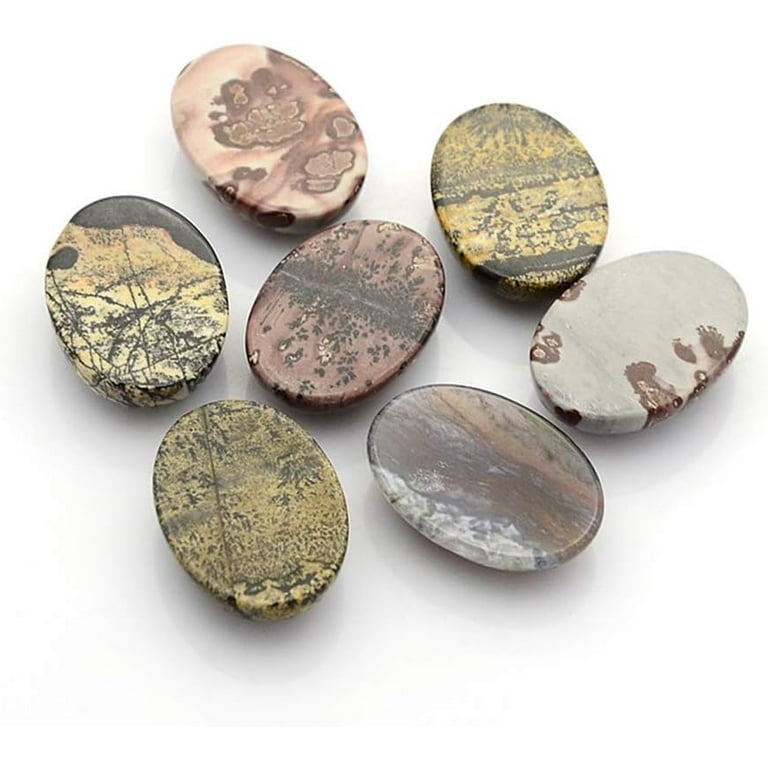 10pcs Natural Gemstone Cabochons Flat Back Oval Mixed Stone for Necklace Bracelet Earring Jewelry Making