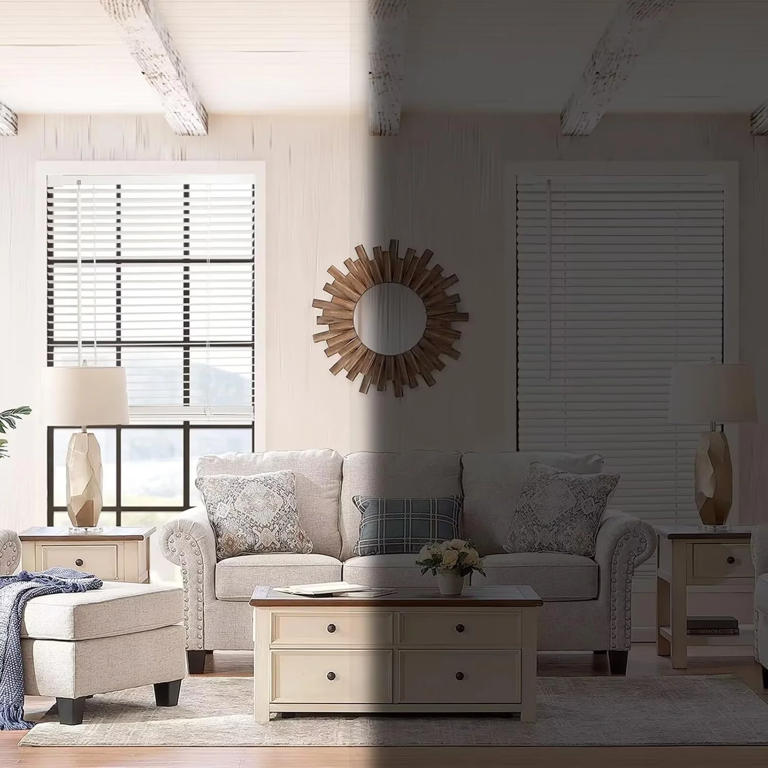 MYshade No Tools-No Drill White-27.5W*64H Cordless 1" Light Filtering Mini Blinds for Indoor Windows Horizontal Shades with Smooth Lift & Dustproof Slats