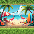thumbnail image 7 of Colorful Design Tropical Beach Vacation Banner Decorative Summer Flamingo Palm Tree Banner for Beach Party Indoor Decoration Holiday Event, 7 of 7