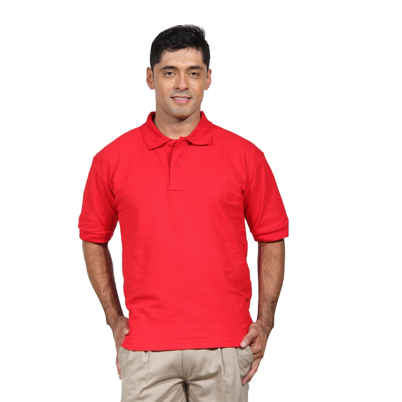Polera Pique Hombre Manga Corta Rojo Talla S,Protección Uv