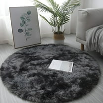 LAMIRO Soft Round Circle Round Shaggy Rug for Living Room Bedroom,Fluffy Carpet Shag Circular Rug Fuzzy Plush Rug Non-Slip Home Decor for Nursery Room Dorm (Brown,40CM)
