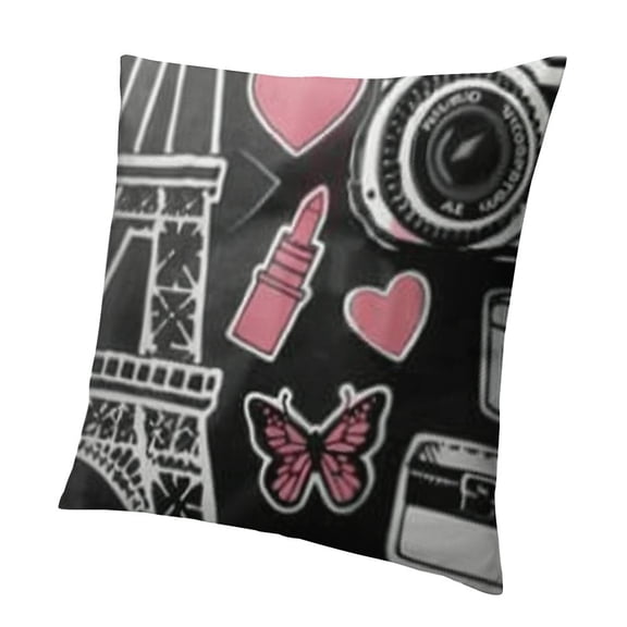 SHANXI Throw Pillow Covers Home Decor Paris Eiffel Tower Cute Makeup Pink Pillow Cases Decorative 12x12in