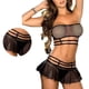 thumbnail image 3 of Conjunto de lencería para mujer Nikou sujetador y braguita diseño de tirantes huecos pijama traje negro S, 3 of 14