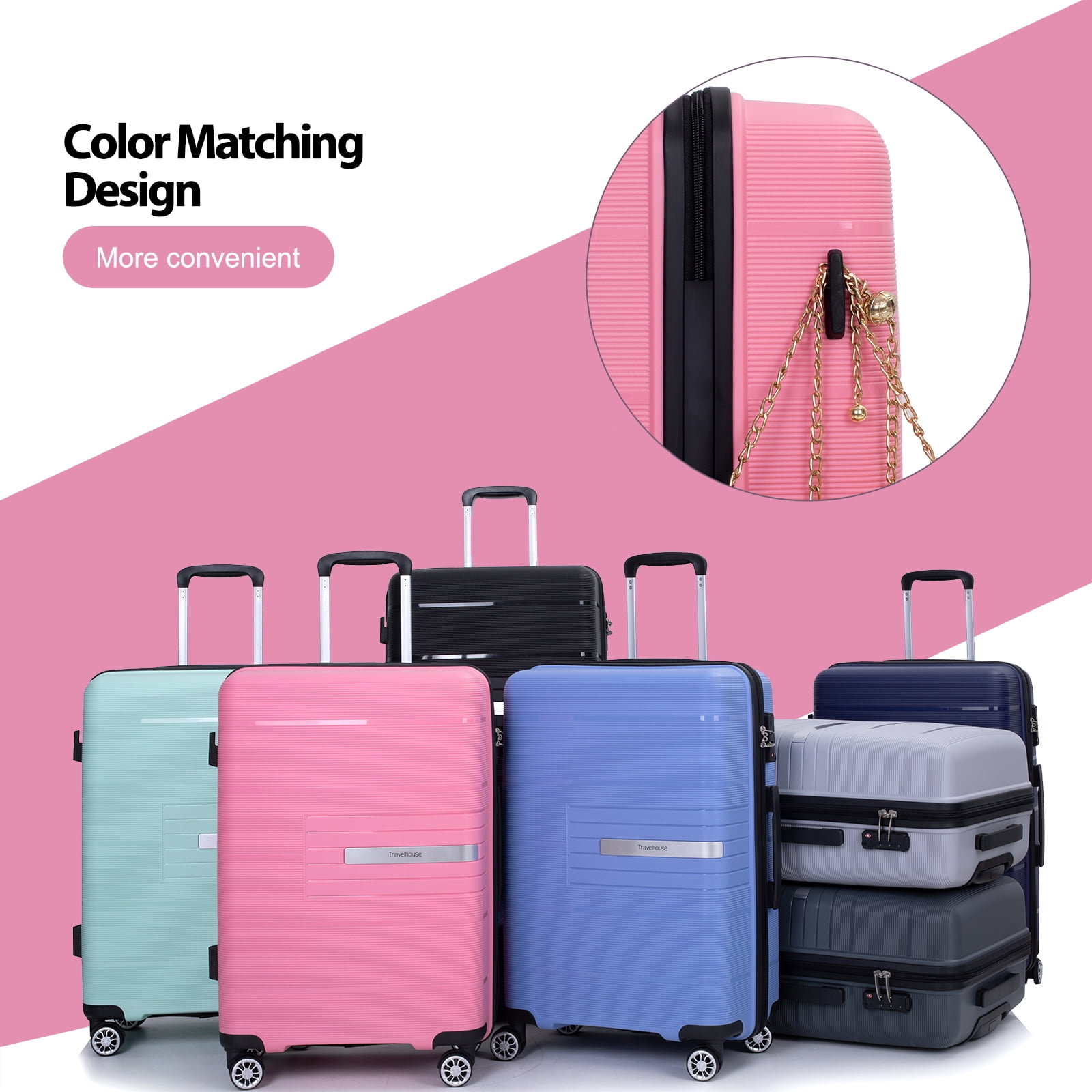 "Tripcomp 3Piece Luggage Set, Hardshell, Wheels, TSA Lock, Airline Approved, Orange (20""24""28"") ((图5)