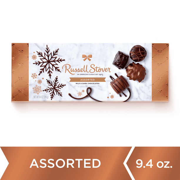 Russell Stover Christmas Assorted Chocolates Copper Gift Box, 9.4oz