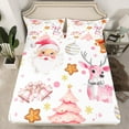 thumbnail image 2 of jejeloiu Cute Christmas Reindeer Bed Sheets,Sweet Stars Cookie King Sheets,Pink Christmas Tree Sheet Set For Girls,Microfiber Bedroom Decor,4 Pieces, 2 of 7