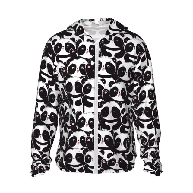 Lsque Panda Pattern UPF 50+ Lightweight Sun Protection Men's Women's Long Sleeve Shirt, Hoodie Performance -XX-Large
