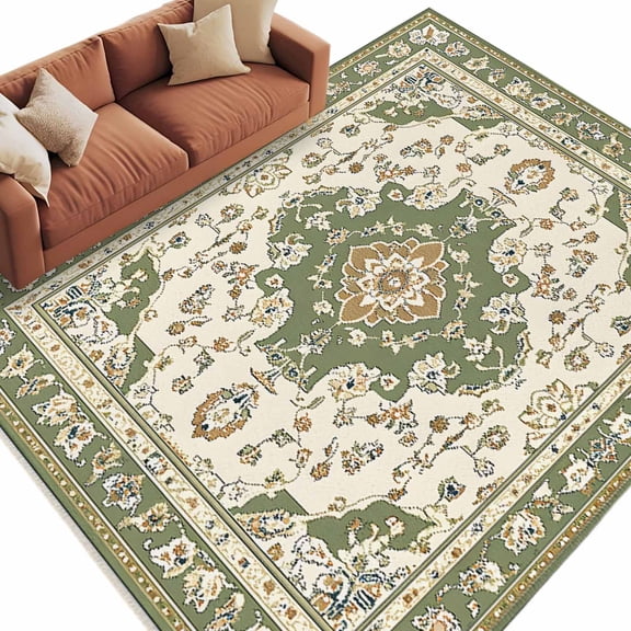 Sage Green Large Area Rugs for Bedroom Living Room, Soft Non Slip Carpet Bedside Rug, Southwest Tribal Antique Boho-Chic Farmhouse Rectangular Floor Cover Kitchen Accent Rug 6'x9' for Office