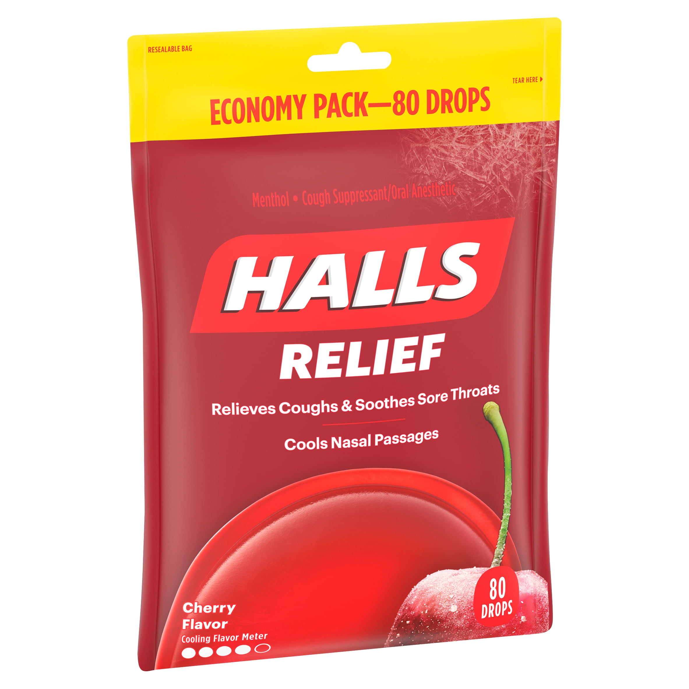 Halls Relief Cherry Flavor Drops Economy Pack, 80 count