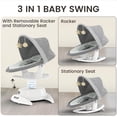 thumbnail image 5 of Zoicay 3-in-1 Portable Foldable Baby Swing Bouncer Rocker, Newborn Infant Rocking Seat with Remote Control, 5 Swing Speeds, 3 Music Modes, Bluetooth & Built-in Soothing Music, Easy Storage, Gray, 5 of 5