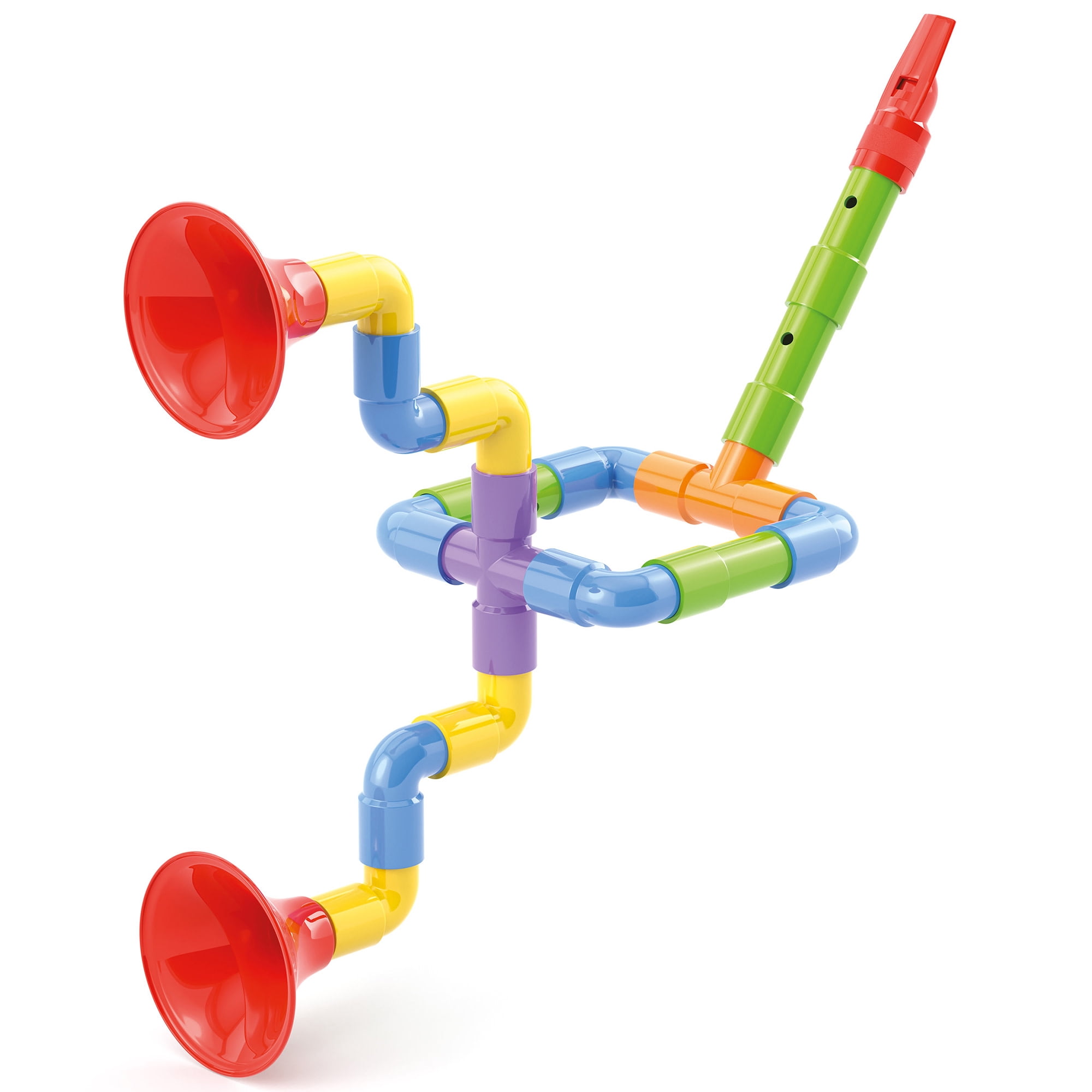 Quercetti: Saxoflute Super - 24pc Build Your Own Instrument Toy, Tube Construction, Sounds Musical Activity, Preschool Building Set, Toddler & Kids 2+