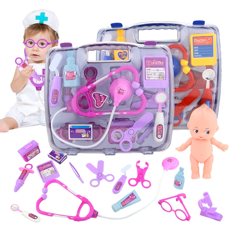 14pcs Medical Equipment Box Doctor Nurse Tools Toys Kit For Barbie Doll 