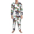 thumbnail image 4 of Kll Dinosaur On Excavator2 Sleepwear Mens Flannel Pajamas,Long Cotton Pj Set, 4 of 9