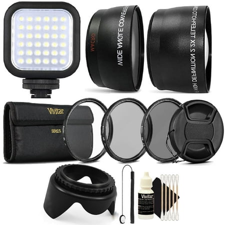 55mm Complete Professional Lens Accessory KitwithLED Light for Nikon D5500, D5300, D3300,