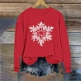 thumbnail image 5 of HOMBOM Snowflake Merry Christmas Sweatshirts for Womens Red Pullover Funny Lightweight Crewneck Long Sleeve Fall Ladies Tops, 5 of 6