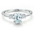 thumbnail image 3 of Gem Stone King 14K White Gold Sky Blue Aquamarine and White Moissanite Engagement Ring for Women | 0.95 Cttw | Oval 7X5MM | Gemstone March Birthstone | Size 9, 3 of 6