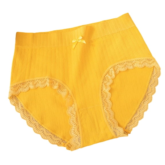PBFRDSJ Womens Ribbed Panties Comfort Breathable Lightweight Briefs Lace Trim Low Rise Bikini Underpants