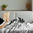 thumbnail image 3 of Letter Z Soft Flannel Fleece Throw Blanket, Last Letter of Alphabet in Calligraphic Design Z Curls Swirls, Cozy Plush for Indoor and Outdoor Use, 50" x 60", Black Grey White, by Ambesonne, 3 of 5