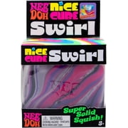 Schylling NeeDoh Nice Cube Swirl - Sensory Toy with a Super Solid Squish - Unique, Swirling Color Blend - Ages 3 and Up - Pink/White/Purple; One Cube Per Pack