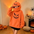 thumbnail image 5 of Ichuanyi Halloween Hoodies Kids Oversized Pumpkin Sweatshirts Tops with Pockets Cute Spooky Pumpkin Ghost Pullover Tops,Halloween Fall Long Sleeve Tops, 5 of 8
