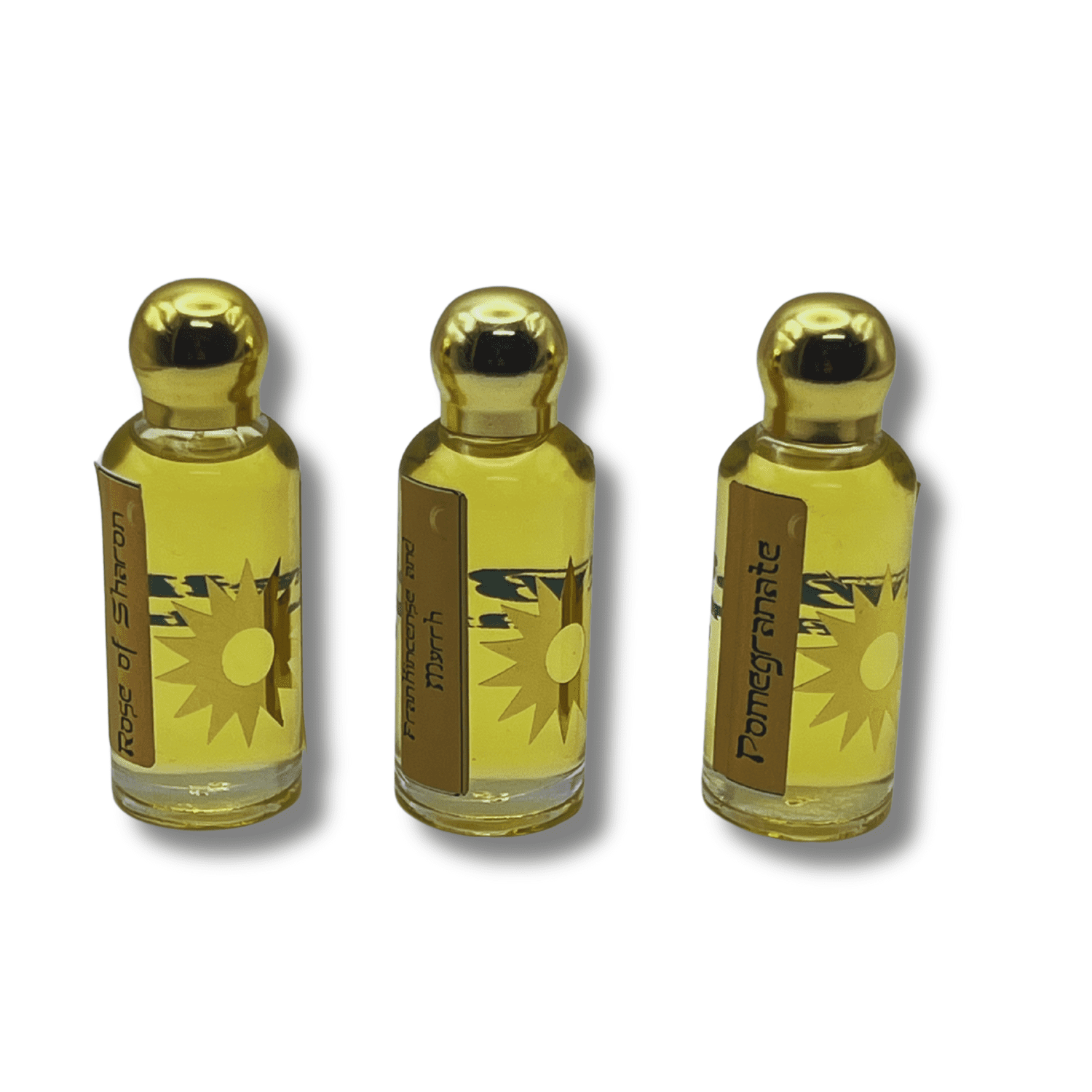 3 Arches USA Holy Land Anointing Oil Set - Frankincense & Myrrh, Rose of Sharon & Pomegranate - 0.6 fl.oz Each Bottle in Leather Case - Made in Bethlehem with Virgin Olive Oil