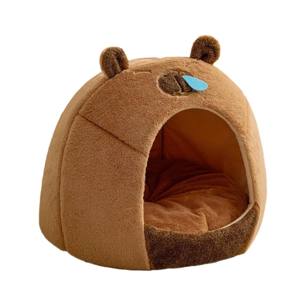 Nido para gatos semicerrado, caseta para perros, forma de kapibala, artículos para perros, perrera extraíble, suelo cálido antideslizante, cueva para L