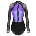 thumbnail image 3 of Aislor Women's Long Sleeve Gymnastics Leotard Shiny Rhinestone Ballet Dancewear Light Purple S, 3 of 7