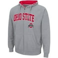 thumbnail image 2 of Men's Colosseum Heathered Gray Ohio State Buckeyes Arch & Logo 3.0 Full-Zip Hoodie, 2 of 3