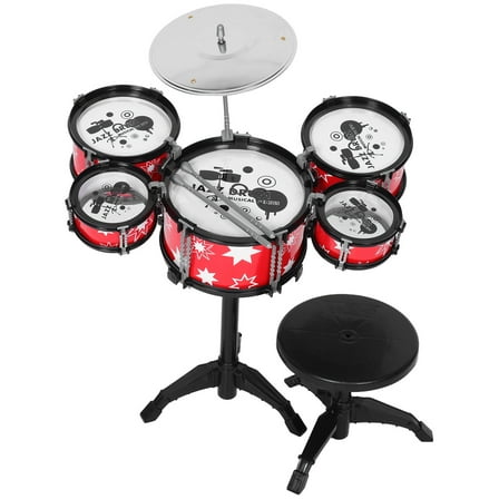 LOLIPPYY 1 Set Childrens Musical Instruments Mini Jazz Drum Set Red Plastic Music Cultivation Home Play