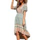 thumbnail image 2 of Txlixc - Vestido de manga corta para mujer, estilo vintage, estampado, cuello en V, con lazo, sin espalda, irregular, midi Txlixc  Moda, 2 of 9