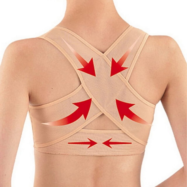 Updated Posture Corrector for Women, Adjustable Upper Back Brace for Clavicle Support and Providing Pain Relief from Neck, Shoulder - Comfortable Upright Back Straightener-skincolor-m
