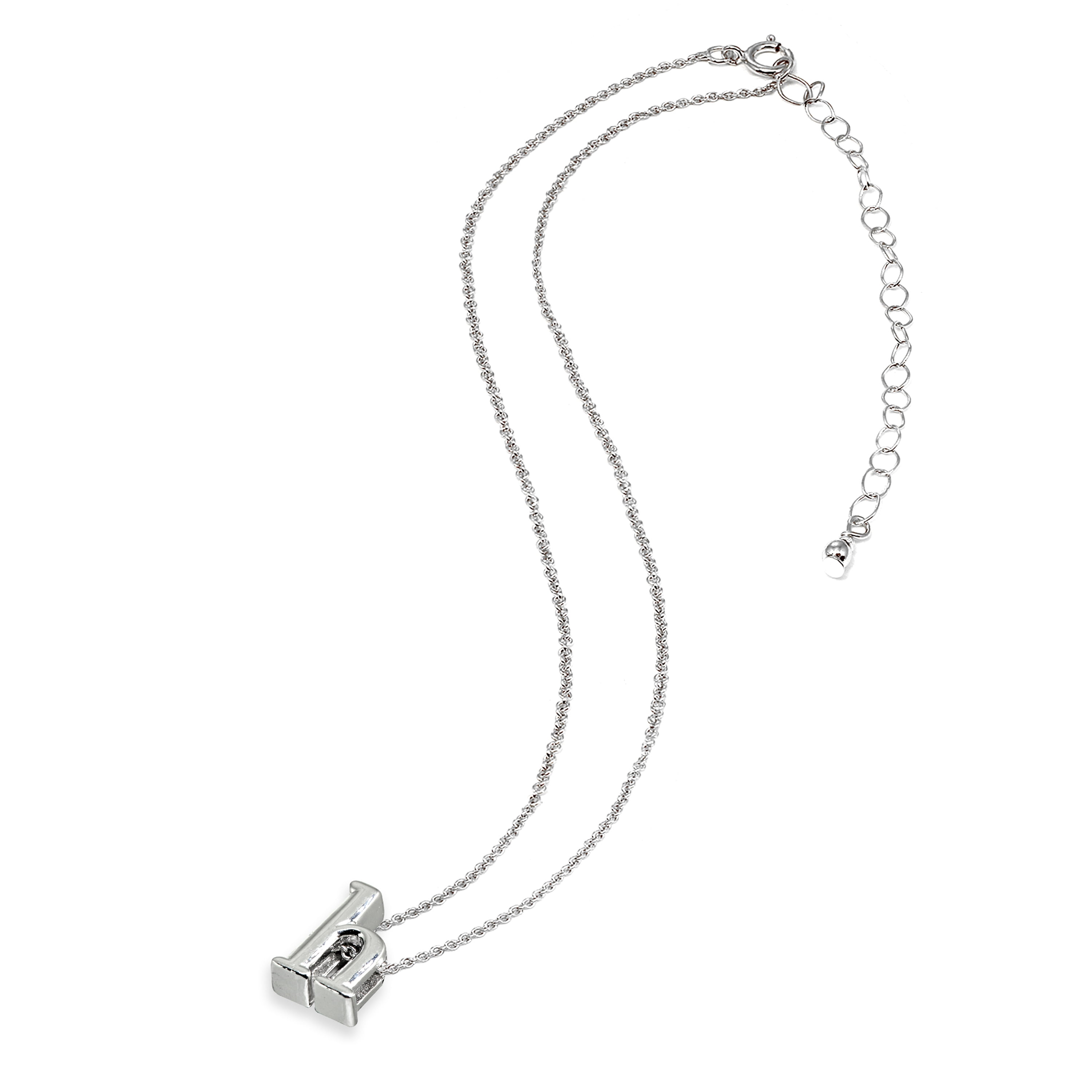 Sterling Silver H Letter Initial Alphabet 925 Silver Necklace, 15 inches with extender