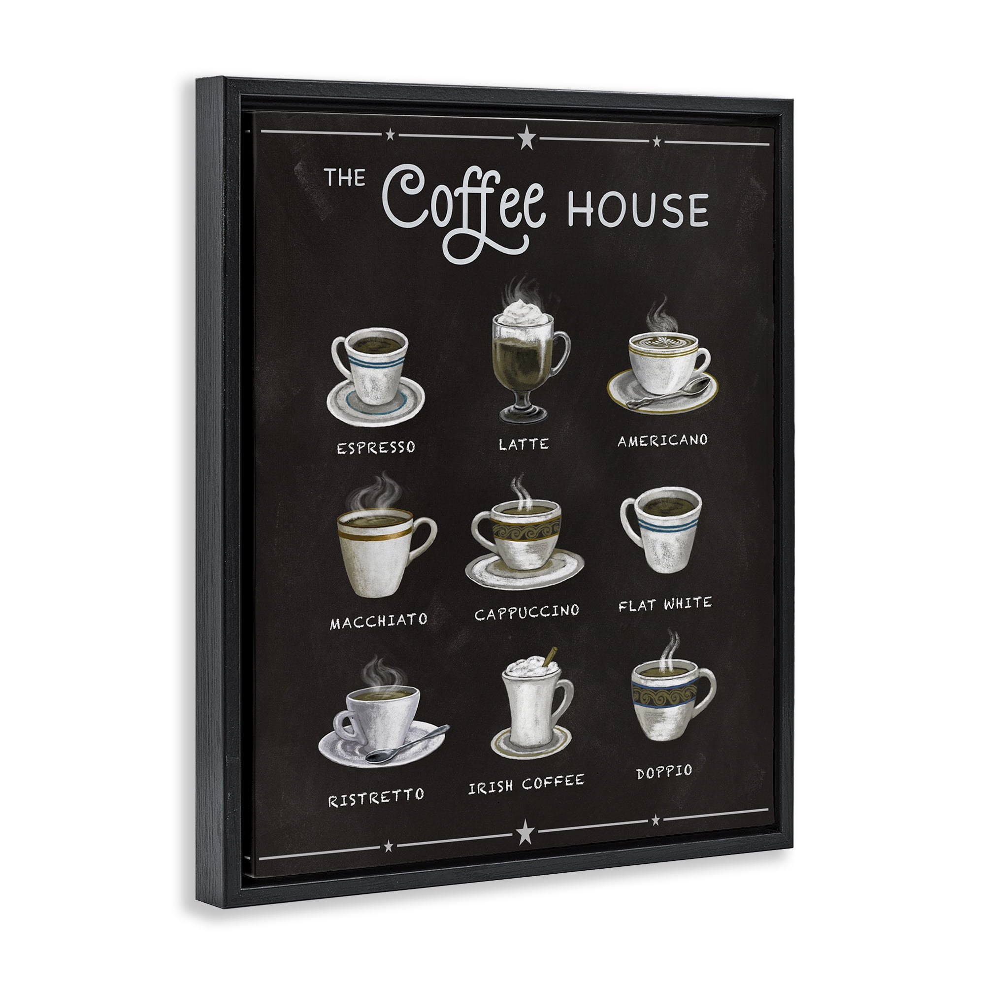 Stupell Industries The Coffee House Menu Black Framed Floater Canvas Wall Art, design by Conrad Knutsen
