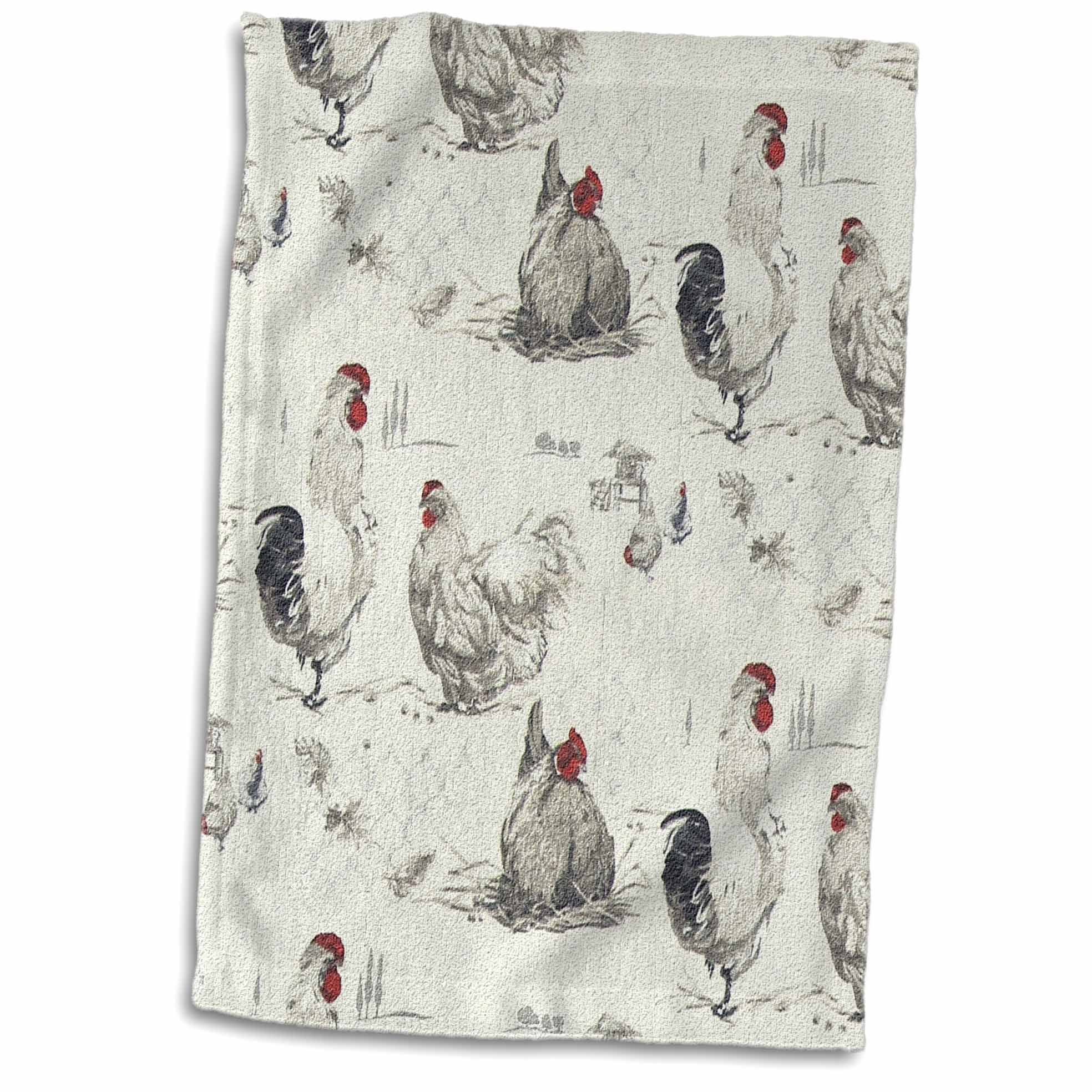 Rooster Chicken Dish Kitchen Hand Guest Cotton Towel 