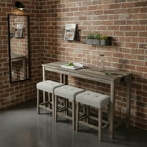 GOMYHOME 4-Pc Counter Height Dining Set w/ Power Outlet, 58.4" Rustic Bar Table & 3 Stools