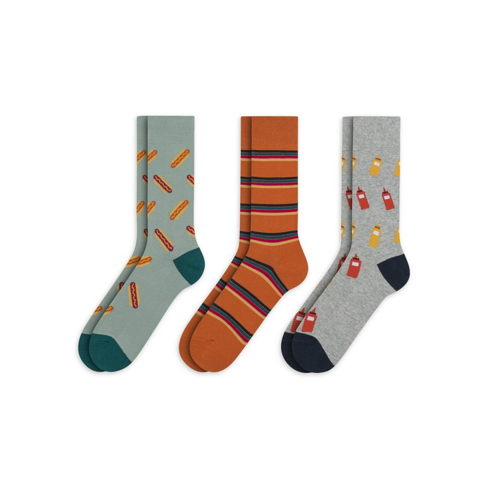 Men's 3 Pack Cotton Novelty Crew Socks