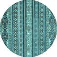 thumbnail image 1 of Ahgly Company Indoor Round Oriental Light Blue Modern Area Rugs, 4' Round, 1 of 4
