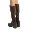 thumbnail image 2 of Soda Women Block Chunky Heel Knee High Boots Platform Side Zipper SONIA-H Brown 7.5, 2 of 4