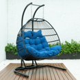 thumbnail image 2 of 2 Person Hanging Egg Swing Chair - Outdoor Patio Porch Swing - Folding Wicker Double Seat, 2 of 10