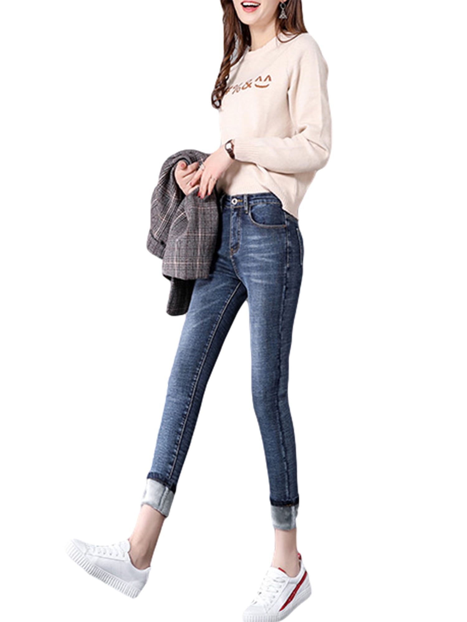 Calsunbaby Women Plus Cashmere Jeans 
