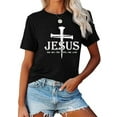 thumbnail image 2 of Women Christian T-Shirt Cross and Jesus Graphic Shirt Casual Loose Short Sleeve Crew Neck Top, 2 of 5