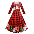 thumbnail image 1 of YOUSNH Robe pour Enfants Filles Noël Manches Longues Imprimé Dessin Animé Robe de Performance Robe Princess Robes pour Filles Rouge 7-8 Ans, 1 of 8