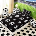 thumbnail image 5 of Erosebridal Black White Soccer Twin Sheet Sets, Sport Bedding for Boys and Girls, 3-Piece, 1 Flat Sheet, 1 Fitted Sheet and 1 Pillowcase, 5 of 6