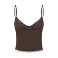 thumbnail image 3 of FEORJGP Women Spaghetti Strap Camisoles Ladies Lace Trim Sleeveless Vests Slim Fit Cropped Blouses Backless Tank Tops Summer Cute Sexy Streetwear Clothes, 3 of 9