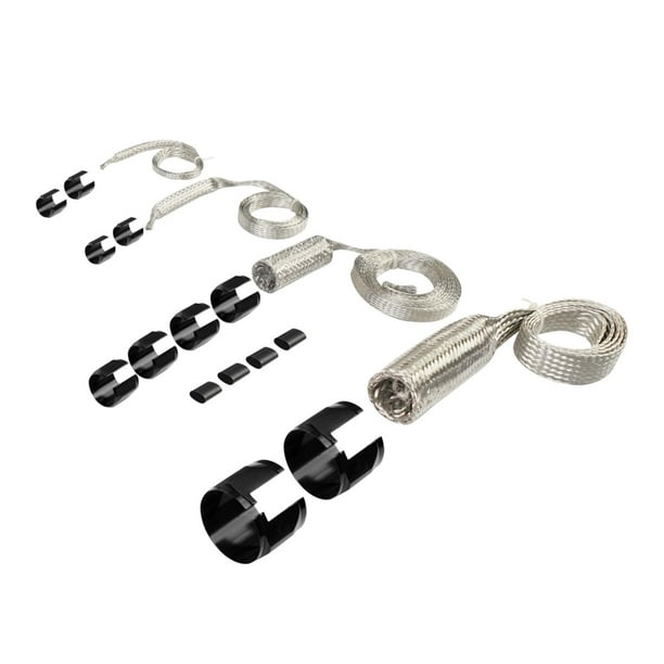 Kit de manguito de manguera trenzada de acero inoxidable 8092 para radiador de línea de combustible de vacío de aluminio Negro